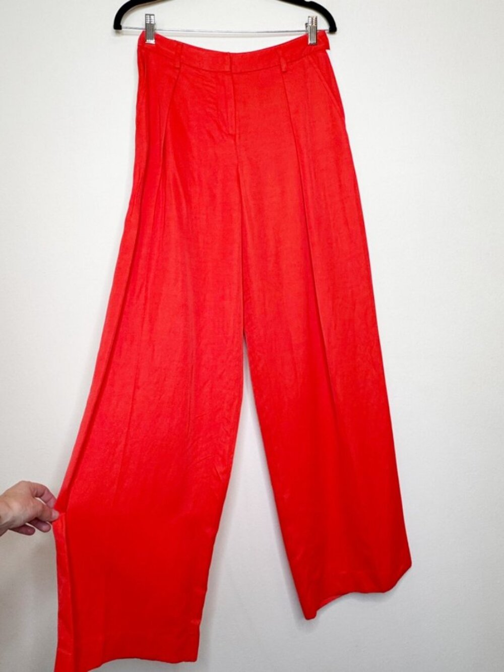 TWP Sullivan With Tux Coated Viscose Linen Wide Leg Pants Red Bone Size 0 - Picture 3 of 16